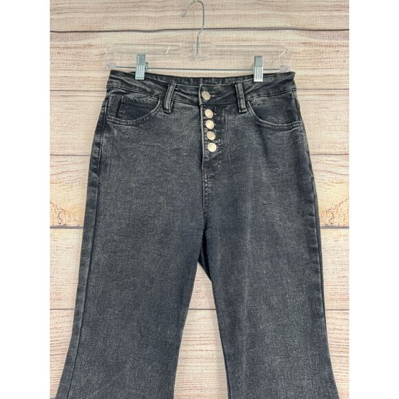 Entro Button Fly Skinny Super Flare Jeans Women's Size Small Black - Picture 3 of 14
